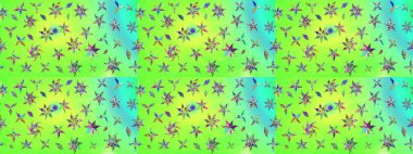 Eskiz arkaplan modeli. Yapraklı çiçekler ve yeşil renkli papatya çiçekleri. Raster - stok.