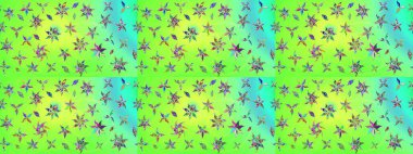 Yeşil renkli çiçekler. Raster illüstrasyonunda çiçek deseni çizimi.