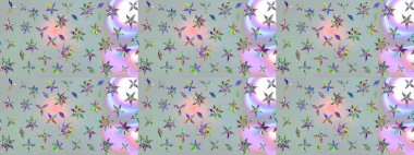 Gri renkli çiçekler. Raster illüstrasyonu. Tropikal çizim çiçek deseni.