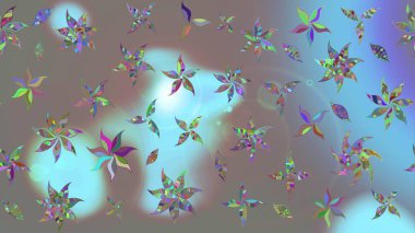 Raster çiçek desenli çiçek deseni, yapraklar, dekoratif elementler, sıçrama, lekeler, el çizimi kontur çizgileri ve Doodle çizim stili, grafik raster çizim çizimi.