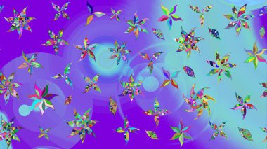 Raster illüstrasyonu. Mor renkli çiçekler. Tropikal çizim çiçek deseni.