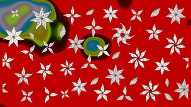 Raster çiçek desenleri çiziyor. Vadinin çiçekleri kırmızı renklerde.