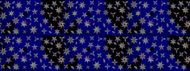 Mavi renkli çiçekler. Renkli Bahar temalı eskiz modeli. Düz Çiçek Elementleri Tasarım Raster illüstrasyonu. Çiçekli çiçek deseni, suluboya..