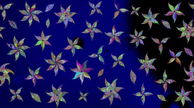 Mavi renkte şirin çiçekler. Raster illüstrasyonu. Küçük çiçekli basit bir çiçek çizimi. Moda baskısı, albüm, ambalaj kağıdı, duvar kağıdı için zarif dekoratif süslemeler..