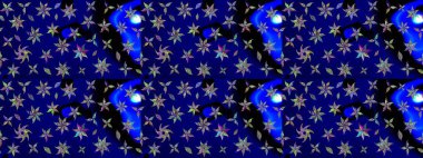 Asya tekstil tarzında. Raster illüstrasyonu. Raster illüstrasyonu. Mavi renkli çiçekler. Çiçek desenini çiz.