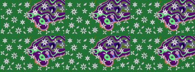 Çiçeksel fantezi tasarımı ve parlak bir arka plan çizimi. Renkli Bahar Teması eskiz kalıbı. Düz Çiçek Elementleri Tasarımı.