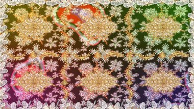 Barok tarzında kusursuz bir doğulu süsü. Tarafsız renklerde ve altın elementlerle geleneksel klasik altın raster deseni.