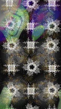 Renkli arka planda güzel kar taneleri. Raster kar taneleri deseni. Raster illüstrasyonu.