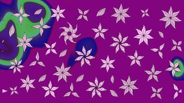 Nazikçe, güzel çiçek arkaplanı. Çiçekli karalama şeklinde Raster çiçek deseni. Mor renkte çiçekler.