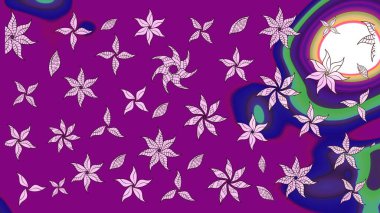Hediye ambalaj kağıdı, tebrik kartları, posterler ve pankart tasarımı. Mor renkli çiçekler. Raster düz çiçek çizim deseni.