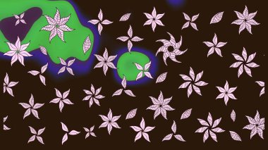 Raster. Renkli Bahar Teması eskiz kalıbı. Düz Çiçek Elementleri Tasarımı.