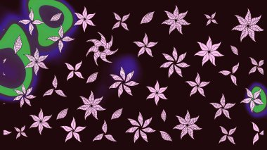 Çiçekli ipek eşarp. Kahverengi üzerine kahverengi. Retro tekstil tasarım koleksiyonu. El çizimi çiçek unsurları olan soyut çizim raster deseni. 1950 'ler-1960' lar motifleri.