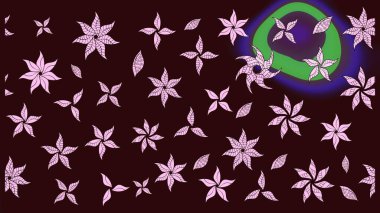 Düz Çiçek Elementleri Tasarımı. Raster illüstrasyonundaki çiçek desenli çizim. Kahverengi renkli çiçekler. Renkli Yaz Teması çizim şablonu.