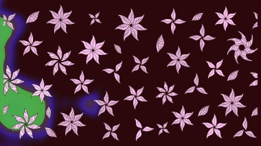 Raster illüstrasyonu. Kahverengi renkte zarif çiçekli suluboya. Renkli Bahar Teması eskiz kalıbı. Düz Çiçek Elementleri Tasarımı.