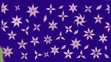 Çiçek desenli çizim. Mavi renkli çiçekler. Asya tekstil tarzında. Raster illüstrasyonu. Raster illüstrasyonu.