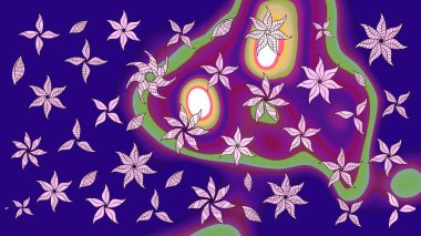 Nakış desenli çiçek deseni. Parmak izi, kumaş, duvar kâğıdı, tekstil için raster dokusu. Renkli grunge soyut arkaplanı coloblue çiçekleri ile zenginleştir.