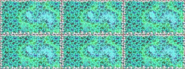 Raster illüstrasyonu. Giysi tasarımı için mavi, yeşil ve beyaz arka plan dekorasyonu. Renkli kelebeklerin kusursuz arka planı.