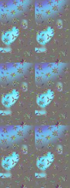 Çiçek desenli eskiz. Renkli Bahar Teması eskiz kalıbı. Düz Çiçek Elementleri Tasarım Raster illüstrasyonu. Gri renkli çiçekler.