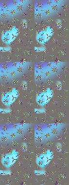 Çiçek desenli eskiz. Renkli Bahar Teması eskiz kalıbı. Düz Çiçek Elementleri Tasarım Raster illüstrasyonu. Gri renkli çiçekler.