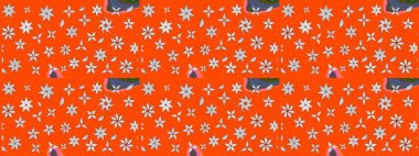 Çiçek desenli raster, turuncu çizgi grafik desenli soyut raster arkaplan. Modern stil dokusu.