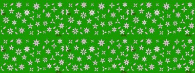 Tropik çiçek desenleri. Raster illüstrasyonu. Yeşil renkte çiçekler.