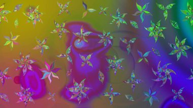 Raster illüstrasyonu. Renkli Bahar Teması eskiz kalıbı. Karalama çiçeği. Düz Çiçek Elementleri Tasarımı. Zentangle soyut çiçekleri. Şirin kumaş deseni.