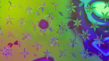 Raster illüstrasyonu. Renkli Bahar Teması eskiz kalıbı. Yeşil renkte zarif çiçek buketi suluboya. Düz Çiçek Elementleri Tasarımı.