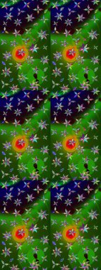 Yumuşak, yeşil renkli bahar çiçekleri. Yaprak ve çiçeklerin suluboya resimleri, yeşil renkte çizimler. Raster illüstrasyonu.