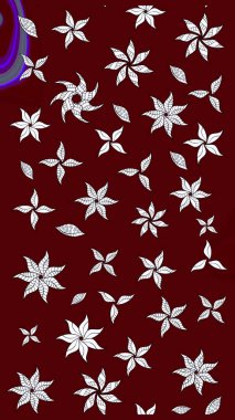 Suluboya stilinde kırmızı renkte. Raster illüstrasyonu. Küçük çiçekli bahar deseni çiz.