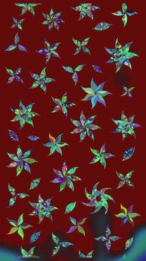 Renkli Bahar Teması eskiz kalıbı. Düz Çiçek Elementleri Tasarımı. Raster illüstrasyonu. Kırmızı renkte zarif çiçek buketi suluboya.