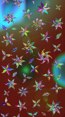 El çizimi çiçek çizimi deseni (fayans). Tekstil için suluboya eskiz deseni. Şirin çiçekli, desenli, kahverengi çizim deseni.