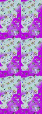 Tekstil veya kitap kapakları, imalat, duvar kağıtları, baskı, hediye paketi ve yapıştırma kitabı için çiçek eskizi geçmişi. Küçük çaplı çiçeklerdeki basit şirin desenler. Raster illüstrasyonu.