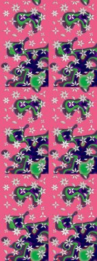 Raster illüstrasyonu. Robot resim. Şirin çiçek elementleri. Pembe renkte çiçekler.