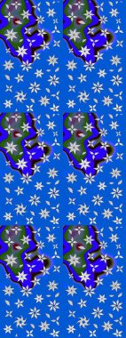 Karalama çiçekleri çizim kalıbı. Mavi el çizimi desen. Sanat çiçeklere ilham verir ve arka planda izler bırakır. Raster deseni.