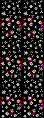 Çiçeksel fantezi tasarımı ve parlak bir arka plan çizimi. Düz Çiçek Elementleri Tasarımı. Renkli Bahar Teması çizim şablonu.