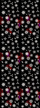 Çiçeksel fantezi tasarımı ve parlak bir arka plan çizimi. Düz Çiçek Elementleri Tasarımı. Renkli Bahar Teması çizim şablonu.