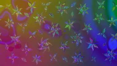 Kahverengi renkli çiçekler. Raster illüstrasyonunda çiçek deseni çizimi.