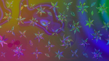 Düz Çiçek Elementleri Tasarımı. Renkli Yaz Temalı eskiz kalıbı. Güzel kumaş deseni. Raster illüstrasyonunda çiçek deseni çizimi.