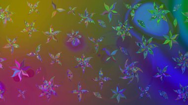 Çiçekli bahar çiçekleri. Moda baskıları için zarif bir şablon. Küçük çiçekte güzel bir desen. Motley illüstrasyonu. Küçük renkli çiçekler..