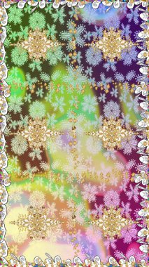 Hassas altın deseni açın. Tarafsız renklerde, altın elementlerle kusursuz desen. Raster. Kusursuz altın desenli bukleler. Parlak dantel, stilize çiçekler, şal desenli. Doğu tarzı arabesk.