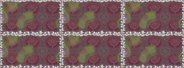 Çiçeksiz desenlerin resmi. Vadinin çiçekleri kahverengi renklerde.