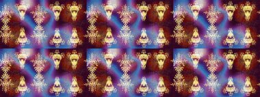 Raster Floral Illustration, Asyalı tekstil. Kahverengi renklerde etnik çiçeklerle kusursuz bir desen..