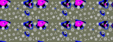 Çiçek desenli eskiz, yaz çiçekleri. Yeşil renkli çiçekler. Renkli Bahar Teması eskiz kalıbı. Düz Çiçek Elementleri Tasarımı.