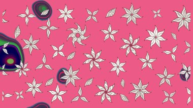 Düz Çiçek Elementleri Tasarımı. Raster illüstrasyonundaki çiçek desenli çizim. Renkli Bahar Teması eskiz kalıbı. Pembe renkte çiçekler.