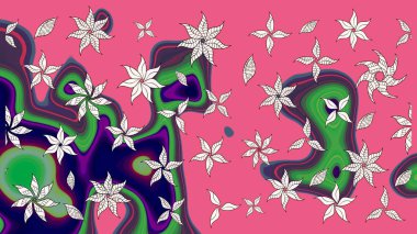 Sevimli çiçek raster deseni. Düz Çiçek Elementleri Tasarımı. Pembe renkli çiçekler. Renkli Bahar Teması çizim şablonu.