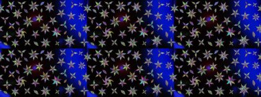 Siyah renkli Asya tekstili. Raster illüstrasyonu. Çiçek desenini çiz.