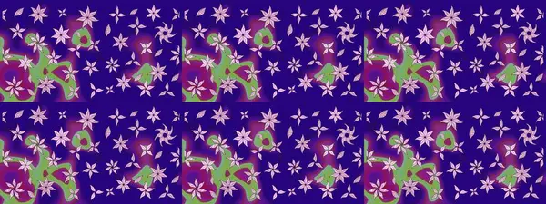 Nazikçe, güzel çiçek arkaplanı. Çiçekli karalama şeklinde Raster çiçek deseni. Mavi renkte çiçekler.