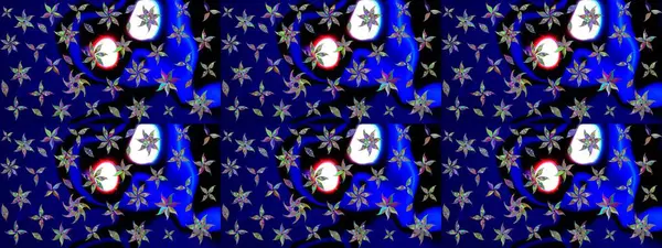 Renkli Yaz Temalı eskiz kalıbı. Mavi renkli çiçekler. Düz Çiçek Elementleri Tasarımı. Sevimli çiçek raster deseni.