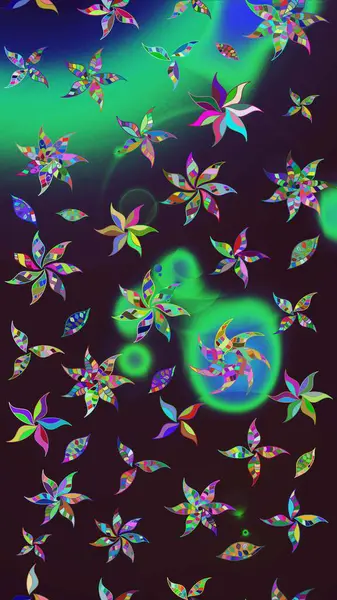 Kahverengi arka planda. Elle çizilmiş çiçek desenli Raster çizimi. Tekstil, kumaş, ambalaj, hatıra defteri için hoş bir çiçek arkaplanı. Çocuksu tasarım.