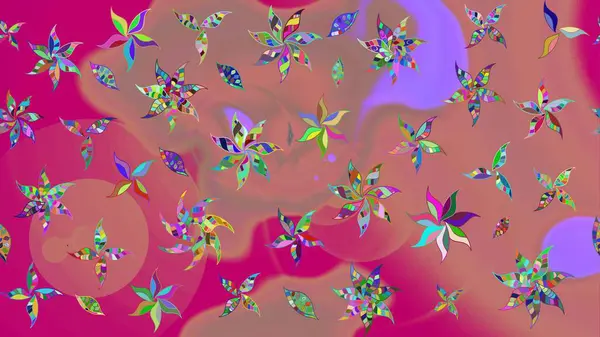 Taslak desenli, modaya uygun kumaş deseni. Renkli Bahar Teması eskiz kalıbı. Raster illüstrasyonu. Düz Çiçek Elementleri Tasarımı. Şirin çiçek elementleri..